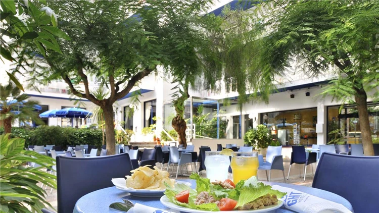 Zahrada hotelu GHT Balmes s tropickou zelení | Calella / Hotel GHT Balmes