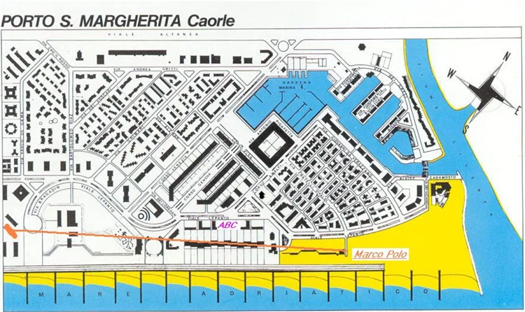 Mapa areálu Residence Marco Polo v Porto Santa Margherita | Caorle - Porto Santa Margherita / Residence Marco Polo