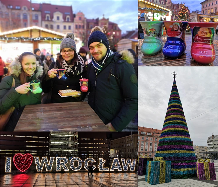 Vánoční trhy ve Wroclawi – svařák, barevný stromeček a nápis I Love Wrocław | Podmanivá vánoční Vratislav