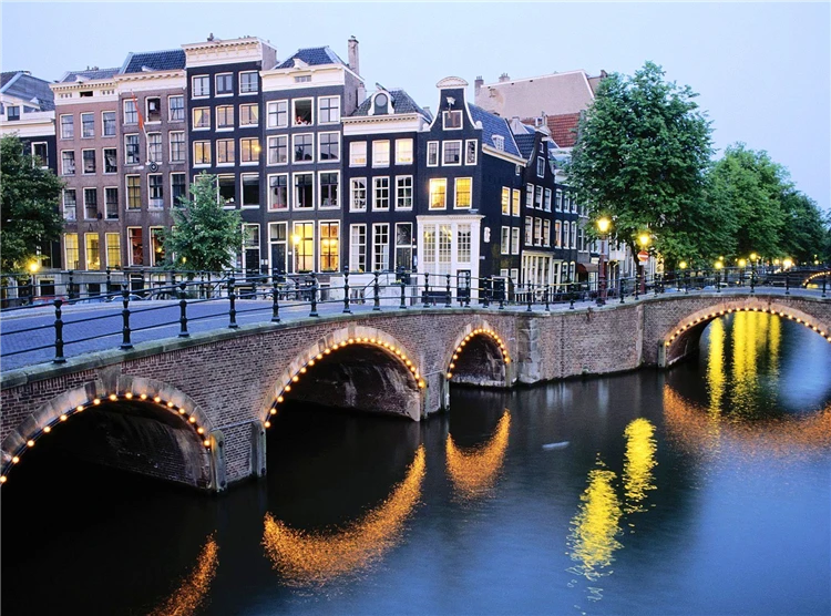 Panorama Amsterdamu s kanály a historickými domy | Holandsko s květinovým korzem