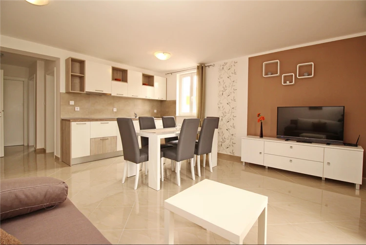 Obývací pokoj apartmánu Gorica 2, Baška | Baška / Apartmánový dům Gorica 2