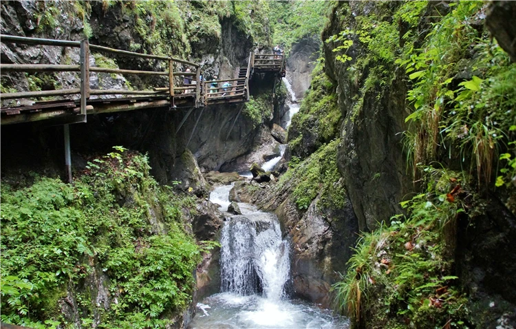 Panoramatický výhled na alpské vrcholy pokryté sněhem | Divoká ptačí soutěska