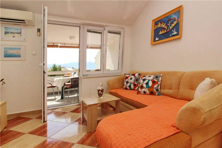 Obývací pokoj apartmánu Dorcic AQ 1 ve vile Aquarium | Baška / Villa Aquarium