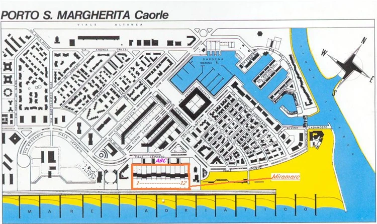 Mapa areálu Residence Miramare v Porto Santa Margherita | Caorle - Porto Santa Margherita / Residence Miramare